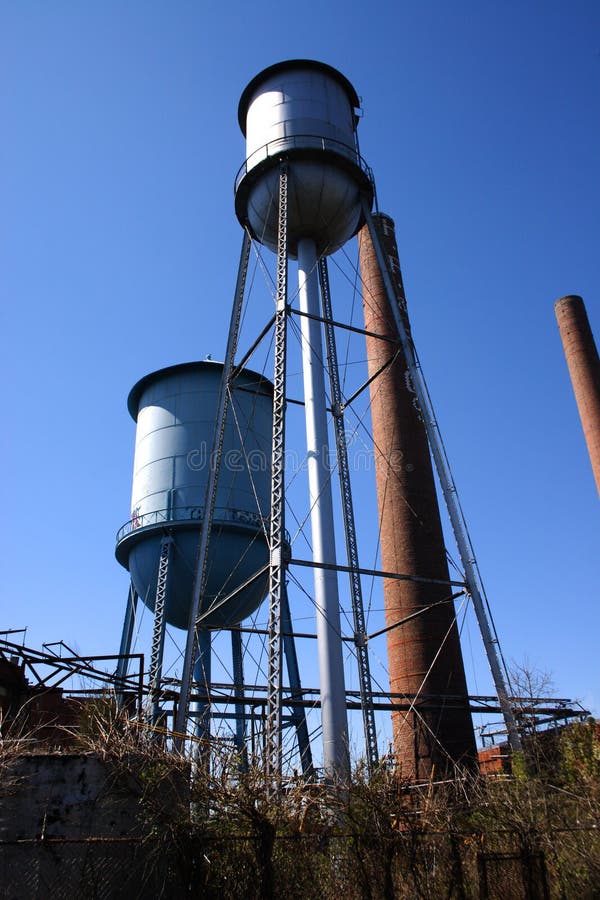 Abandoned mill water towers
