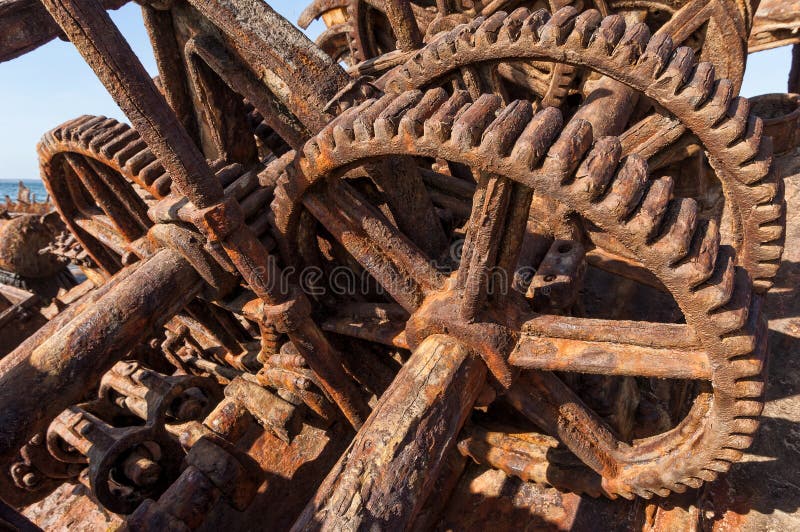 Abandoned old boat sprockets. very old