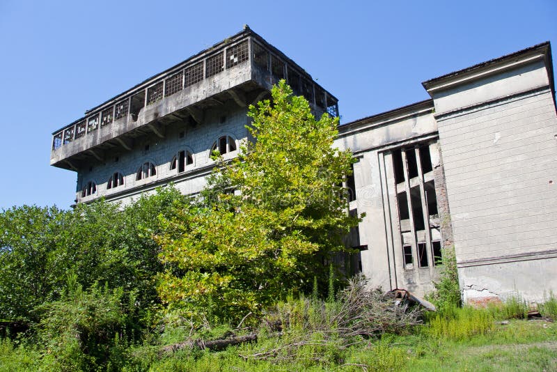 Abandoned Overgrown Ruins of Destroyed by War Tkvarcheli Tquarhcal ...