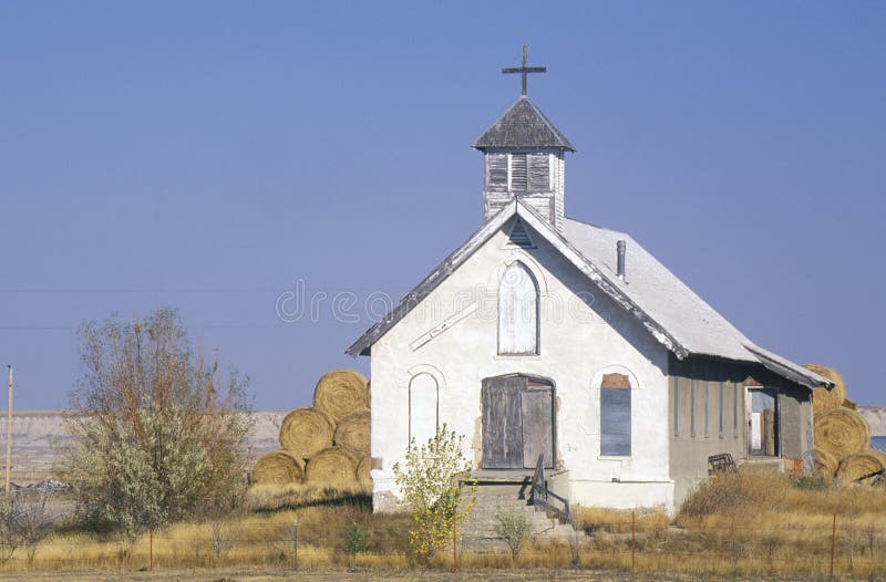 Abandoned prairie church near Badlands South Dakota