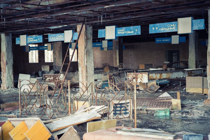 Abandoned Shop in Pripyat City, Chernobyl Exclusion Zone, Ukraine Stock ...