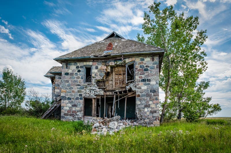 An Abandoned Stone House on the Saskatchewan Prairies Outside