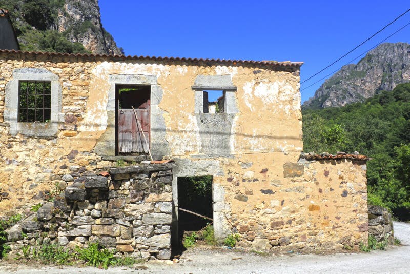 Abandoned Stoned House in a Village in Asturias Stock Photo - Image of ...