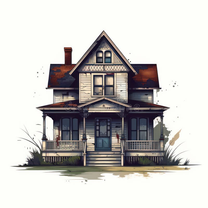 Proiectarea plană minimalistă abandonată a casei de vintaj royalty free illustration