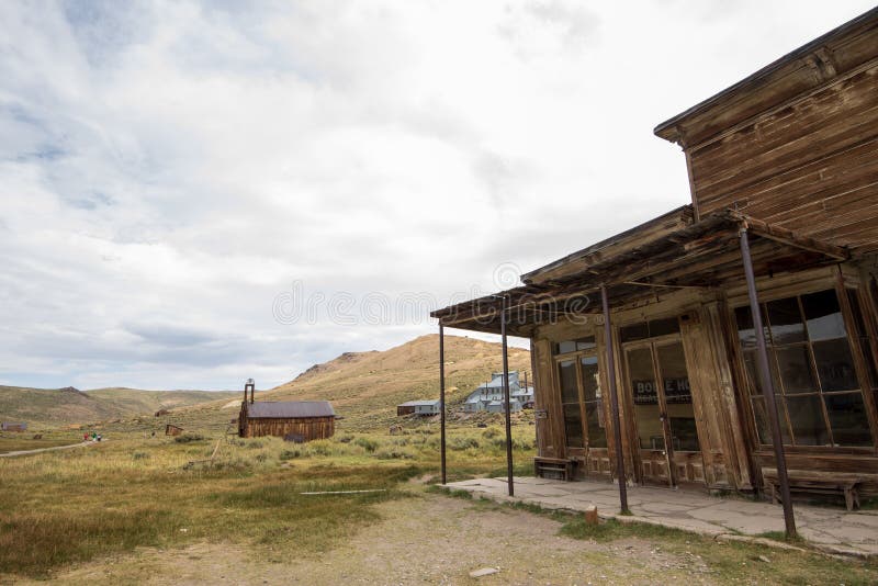 Abandoned wooden buildings in Old West ghost town Bodie, California