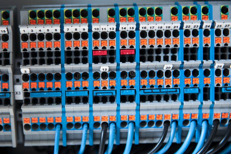 ABB KNX Bus Power Supplies in the Electrical Panel for Process Control. Stock Photo Image of