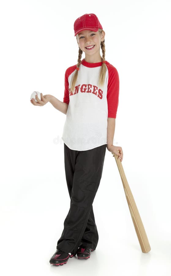 Abbastanza poca ragazza di baseball fotografie stock libere da diritti Abbastanza poca ragazza di baseball fotografie stock libere da diritti