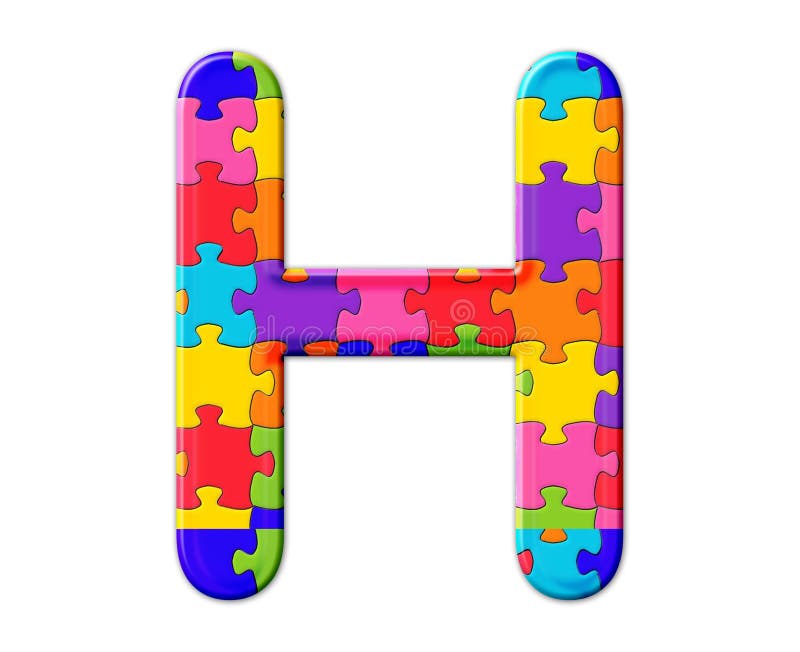 Abbildung des Buchstaben h der farbenfrohen Rätsel auf einem isolierten Hintergrund