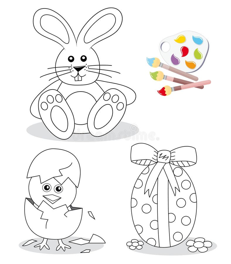 Abbozzi felici del libro di coloritura di pasqua illustrazione vettoriale Abbozzi felici del libro di coloritura di pasqua illustrazione vettoriale