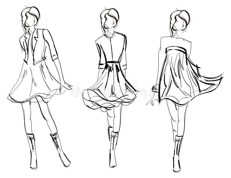 ABBOZZO. ragazza di modo. illustrazione di stock ABBOZZO. ragazza di modo. illustrazione di stock