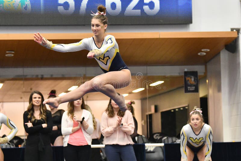 West Virginia Gymnastics Competes At Gwu Pink Meet 2020 Editorial Photo