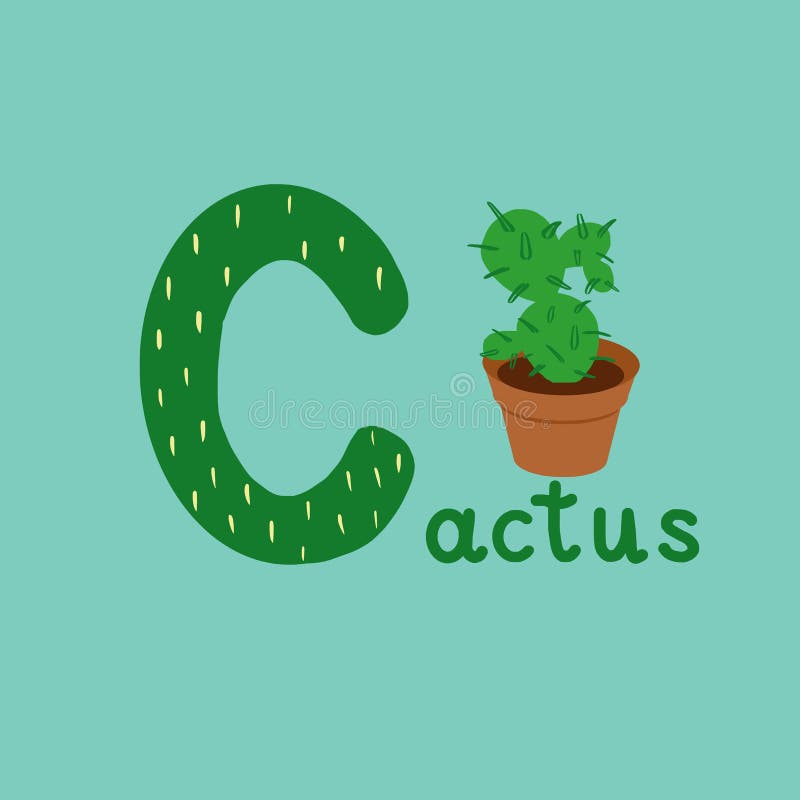 Αγγλικό αλφάβητο για την εκπαίδευση παιδιών, γράμμα Γ κεφαλαίο με τη λέξη Χαριτωμένο ζωηρόχρωμο ABC αλφάβητο παιδιών στο ύφος κιν απεικόνιση αποθεμάτων