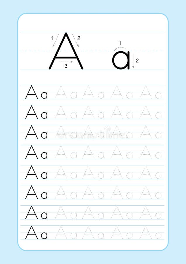 ABC abecadło pisze list kalkowania worksheet z abecadło listami Podstawowa pisze praktyka dla dziecinów dzieciaków A4 papieru got royalty ilustracja