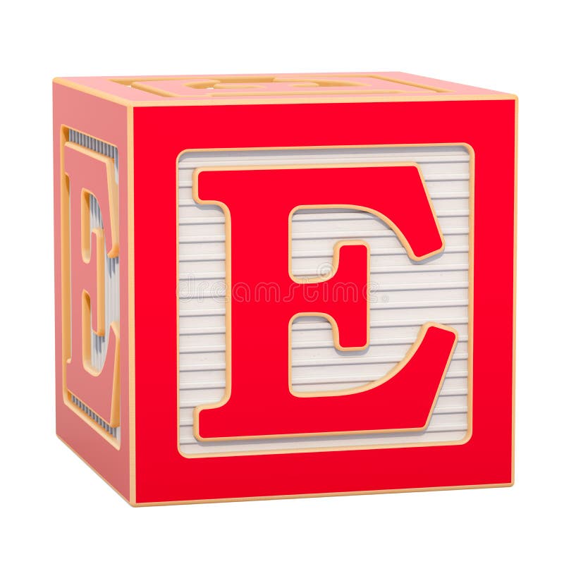 Abc Alphabet Wooden Block With E Letter 3d Rendering Stock Illustration Illustration Of Rendering Play