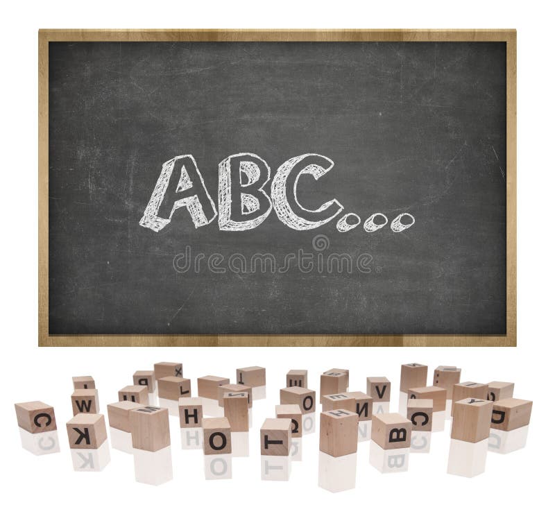 ABC-concept op schoolbord met houten frame en royalty-vrije stock foto's