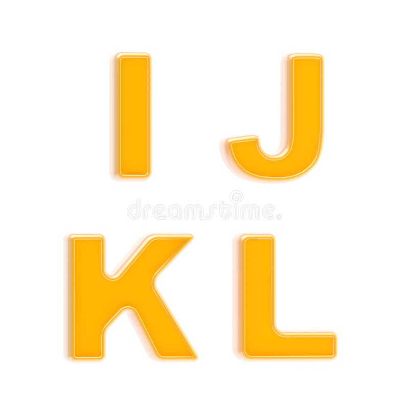 Abc set of four glossy orange plastic letters vector illustration