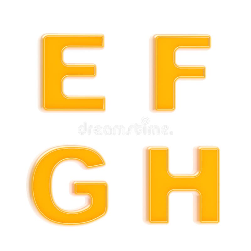 Abc set of four glossy orange plastic letters royalty free illustration