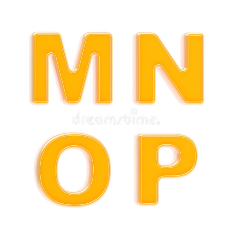 Abc set of four glossy orange plastic letters stock illustration