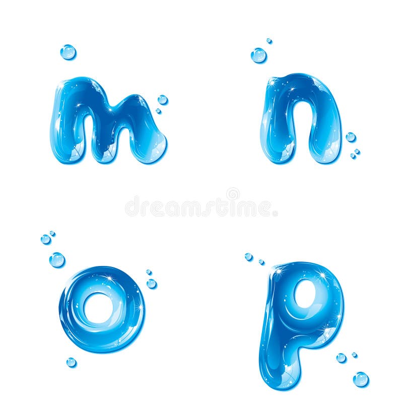 Abc Water Liquid Set Small Letters E F G H Stock Vector