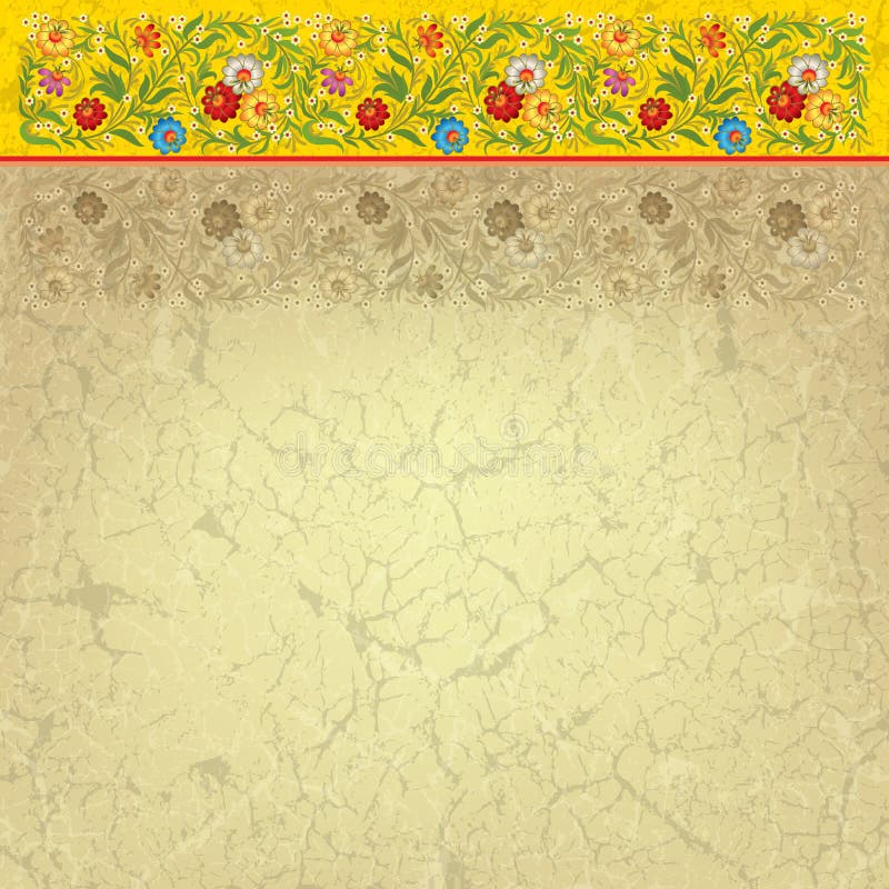 Abctract grunge background with floral ornament