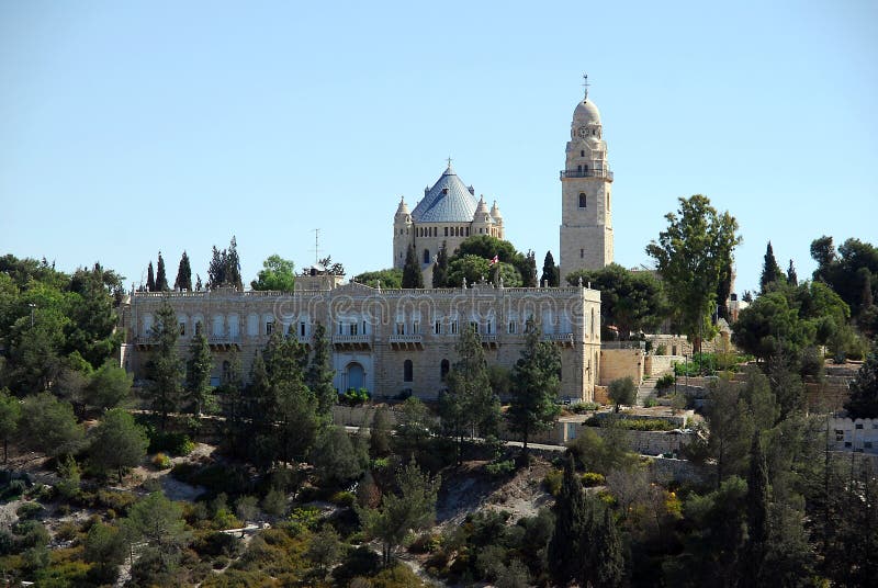 Abdij van Dormition, Jeruzalem stock foto Abdij van Dormition, Jeruzalem stock foto