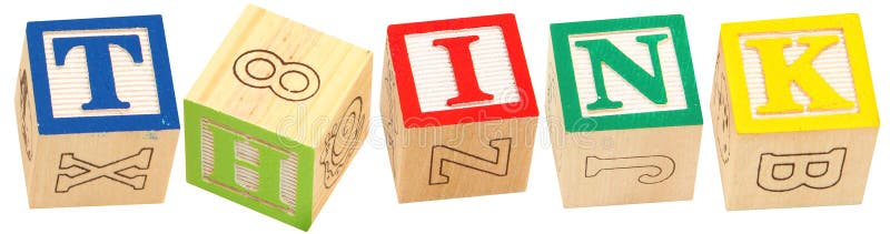 Colorful alphabet blocks spelling the word THINK. Colorful alphabet blocks spelling the word THINK