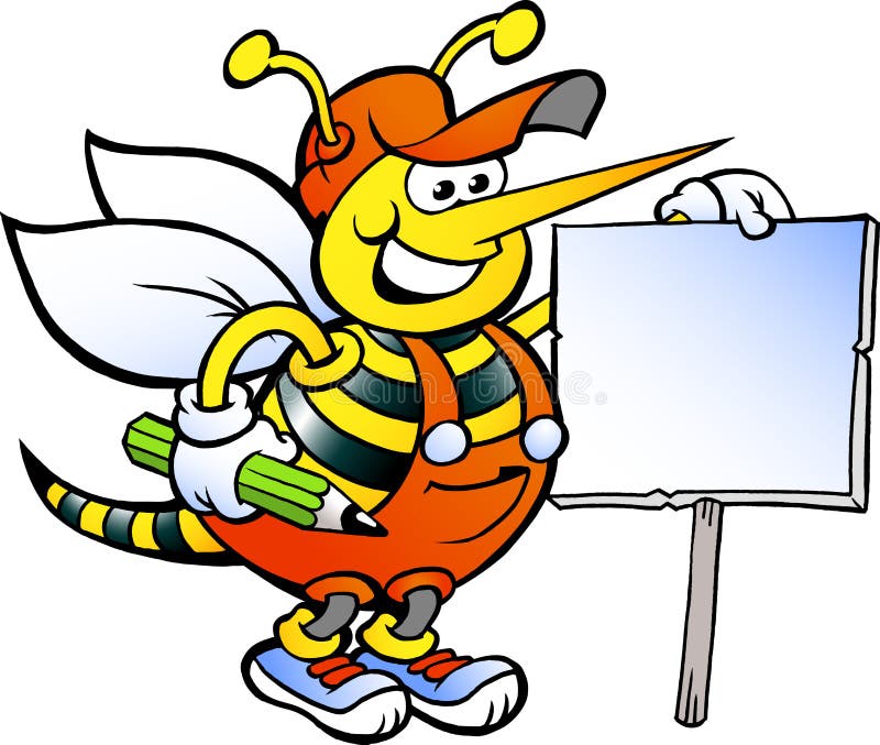 Abeille de travail tenant un signe illustration libre de droits Abeille de travail tenant un signe illustration libre de droits