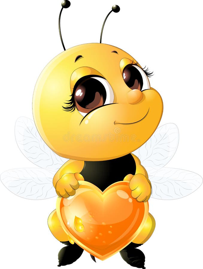 Abeille tenant un coeur illustration libre de droits Abeille tenant un coeur illustration libre de droits