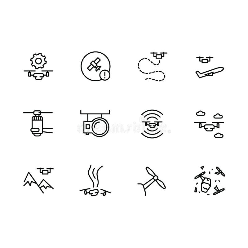 Abejón determinado simple con la cámara de la acción para la foto aérea y la línea video iconos del ejemplo Contiene tal abejón d ilustración del vector Abejón determinado simple con la cámara de la acción para la foto aérea y la línea video iconos del ejemplo Contiene tal abejón d ilustración del vector