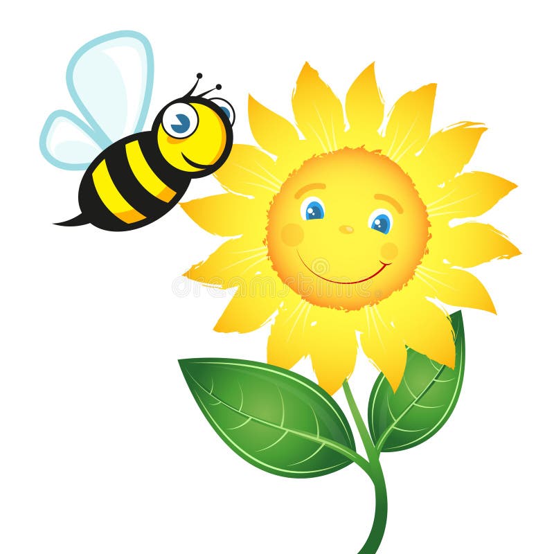Abelha e flor amarela ilustração stock Abelha e flor amarela ilustração stock