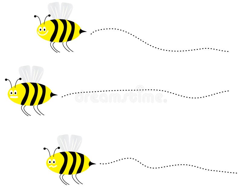 Vector set of 3 bumble bees flying. Vector set of 3 bumble bees flying