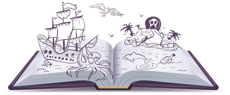 Abenteuer des offenen Buches Schätze, Piraten, Segelschiffe, Abenteuer Lesephantasie