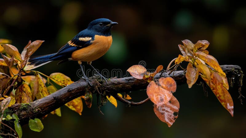 Abenteuer Vogelbeobachtung im Herbst Waldnaturfotografie in lebhaften Farben in unmittelbarer Nähe Aussicht auf Erkundung der Tier lizenzfreie abbildung