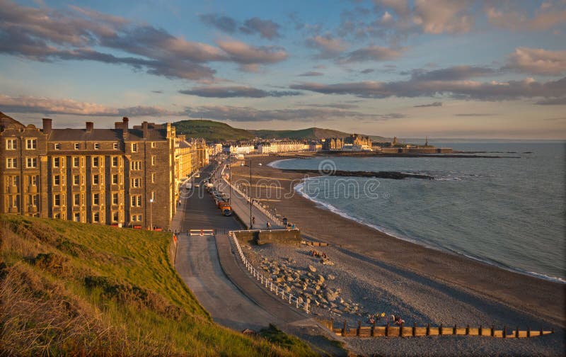 Aberystwyth Seafront at Sundown Stock Photo Image of sand, hill 76559276
