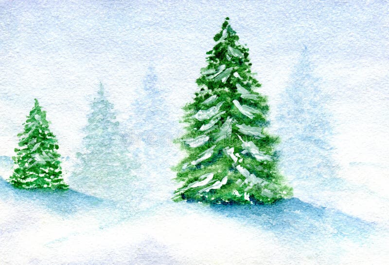 Abeti innevati illustrazione vettoriale Abeti innevati illustrazione vettoriale