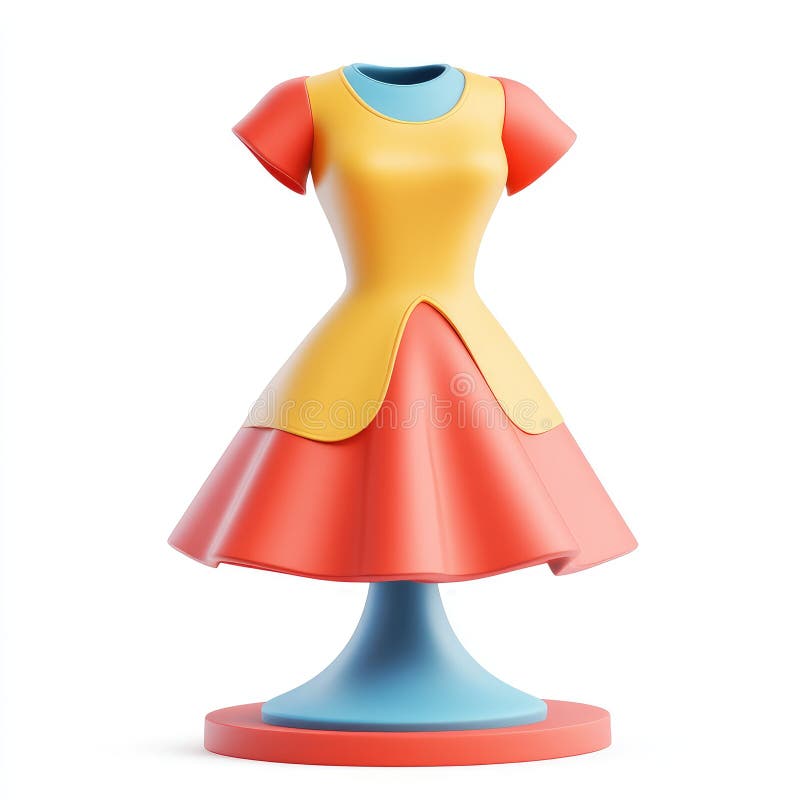 Abito Elegante e Colorato su Manichino, Rendering 3D illustrazione di stock