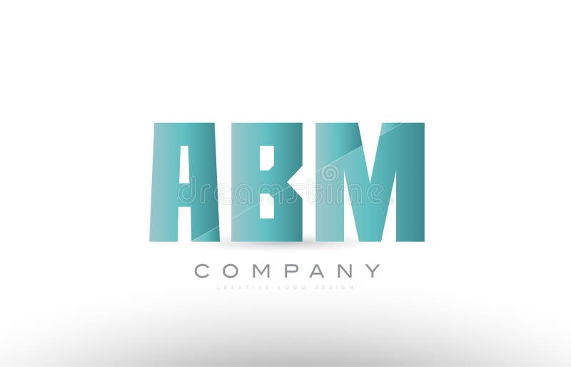 abm a b m alphabet three 3 letter green logo icon design