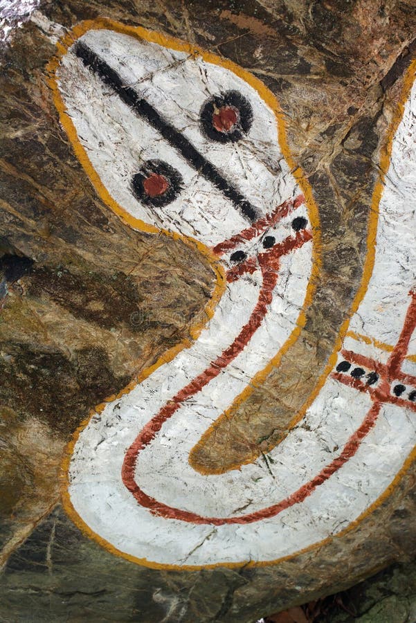 Aboriginal rock painting representing the rainbow serpent, Mount Coot-Tha, Queensland, Australia. Aboriginal rock painting representing the rainbow serpent, Mount Coot-Tha, Queensland, Australia