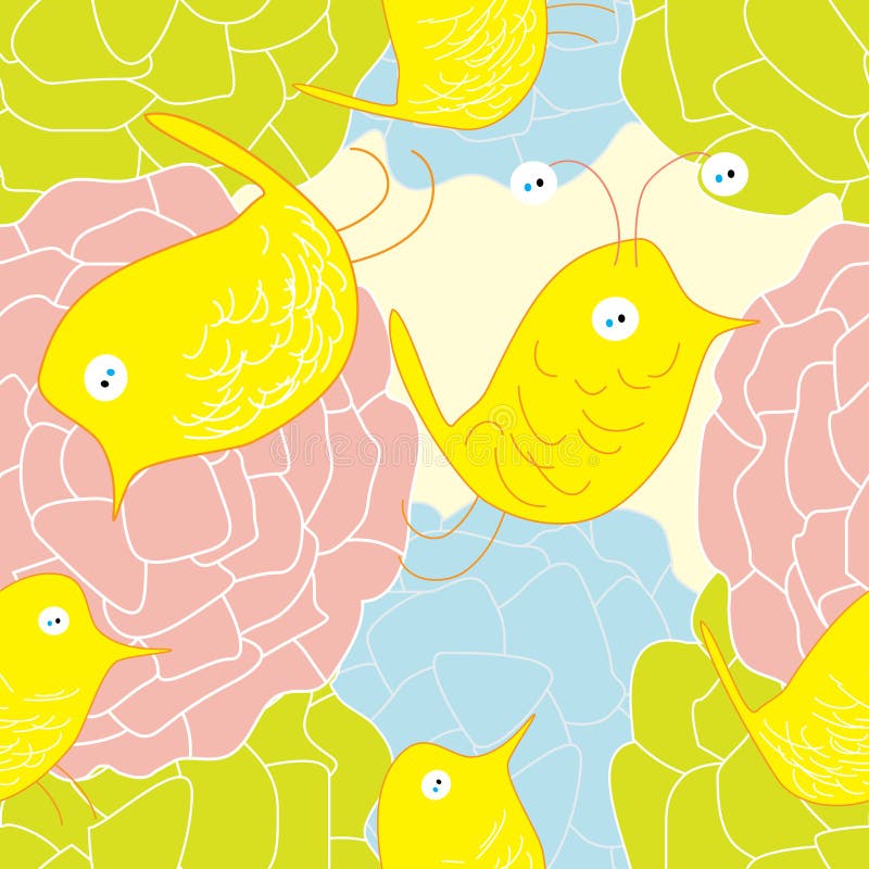 Abotoe a flor Pattern_eps sem emenda do pássaro ilustração royalty free Abotoe a flor Pattern_eps sem emenda do pássaro ilustração royalty free
