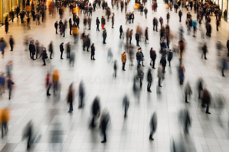 Motion blur people walking pass door of old building in rush hour  representing urban life Stock Photo - Alamy