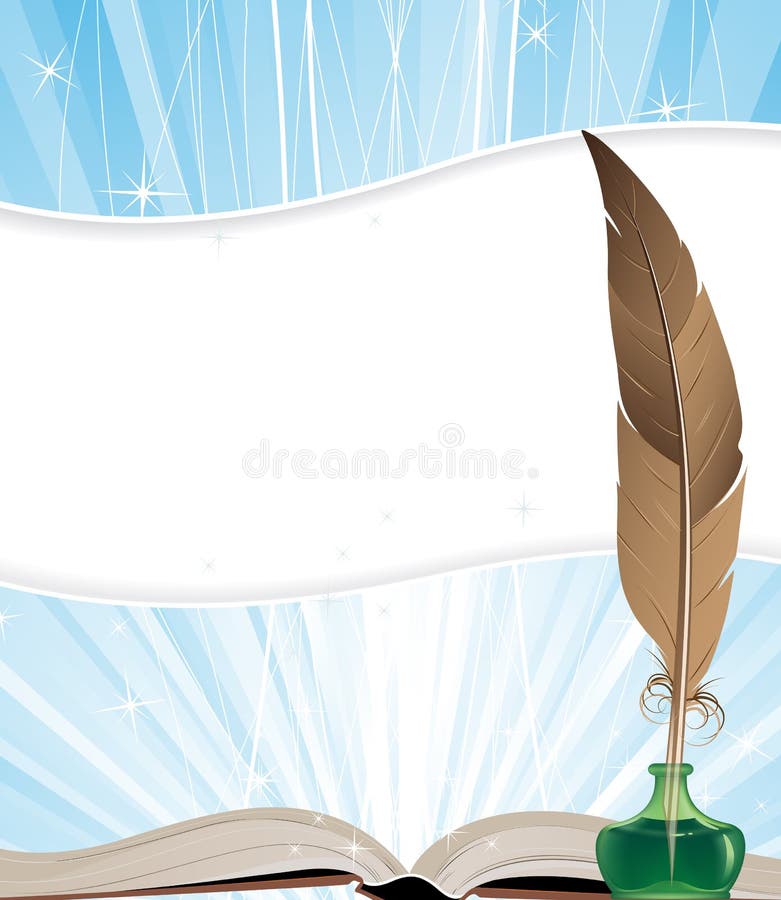 Abra el libro y la pluma libre illustration Abra el libro y la pluma libre illustration
