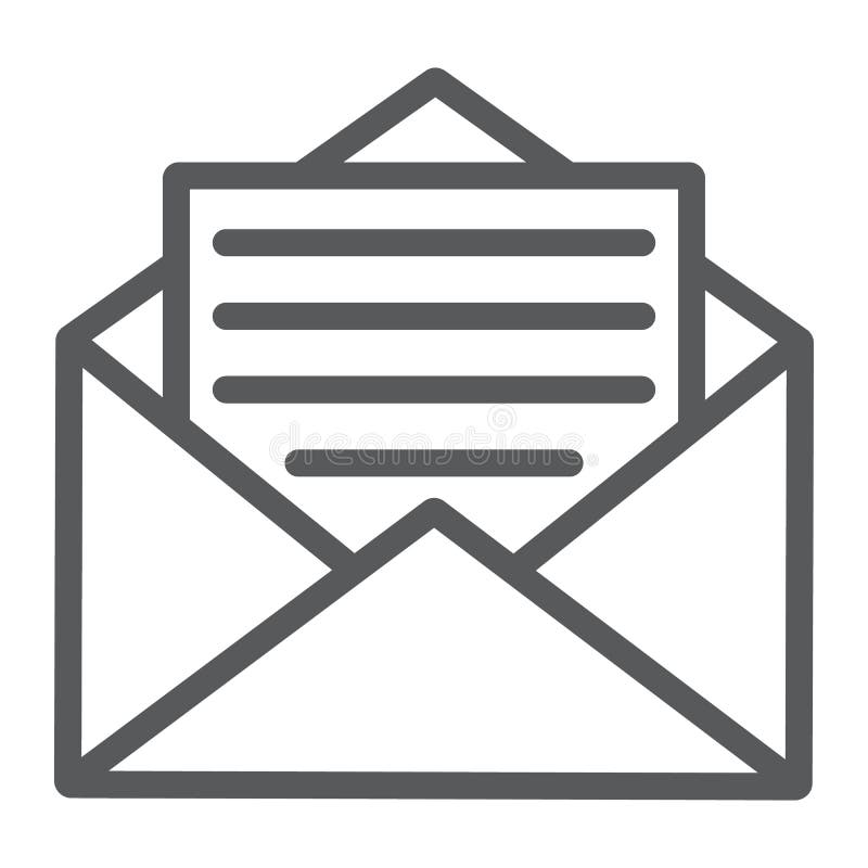 Abra la línea icono del correo, el sobre y la letra, correo electrónico