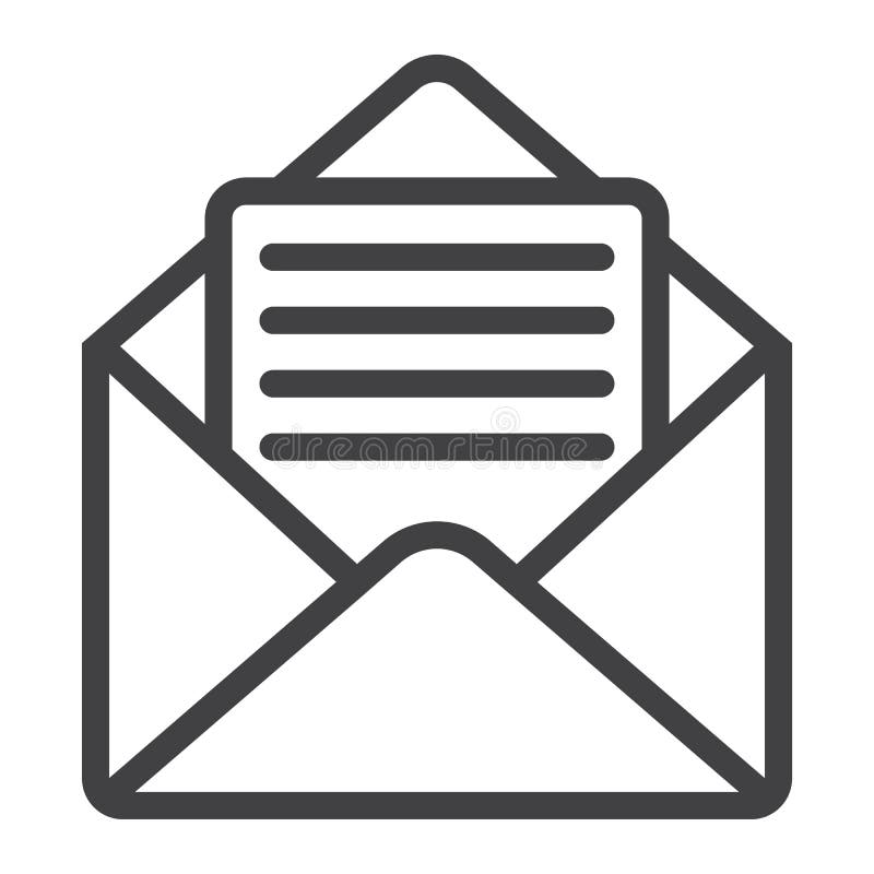 Abra la línea icono, web y móvil, carta abierta del correo