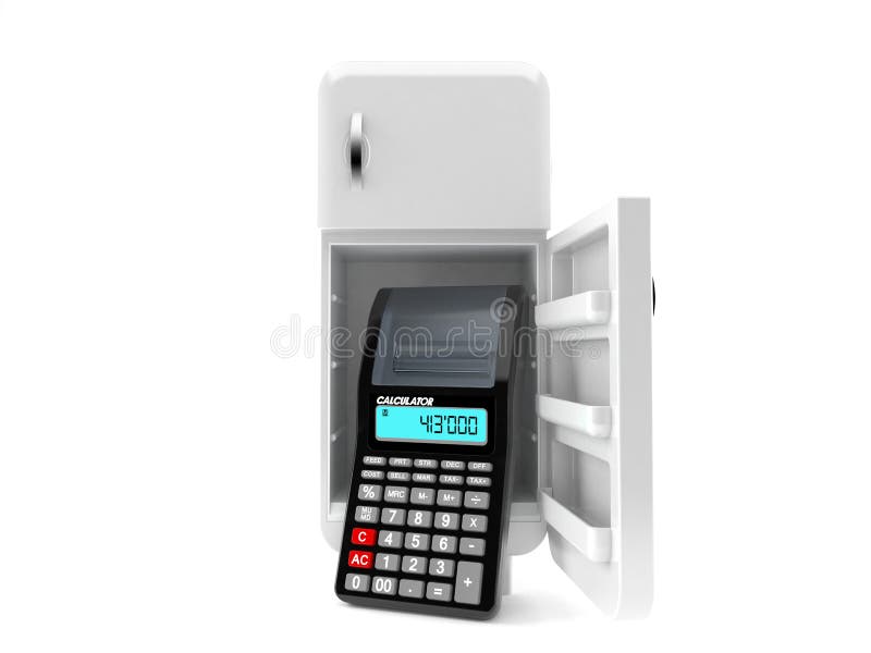 Abra o refrigerador com calculadora ilustração do vetor Abra o refrigerador com calculadora ilustração do vetor