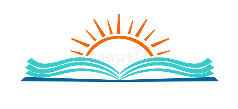 Abra o ícone do logotipo da educação do livro e do sol ilustração do vetor Abra o ícone do logotipo da educação do livro e do sol ilustração do vetor