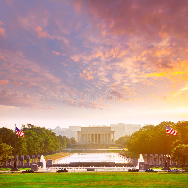 Abraham Lincoln Memorial sunset Washington Dc