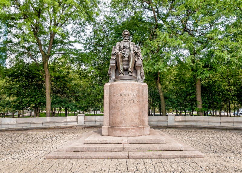 Abraham Lincoln Statue En Grant Park, Chicago Imagen de archivo