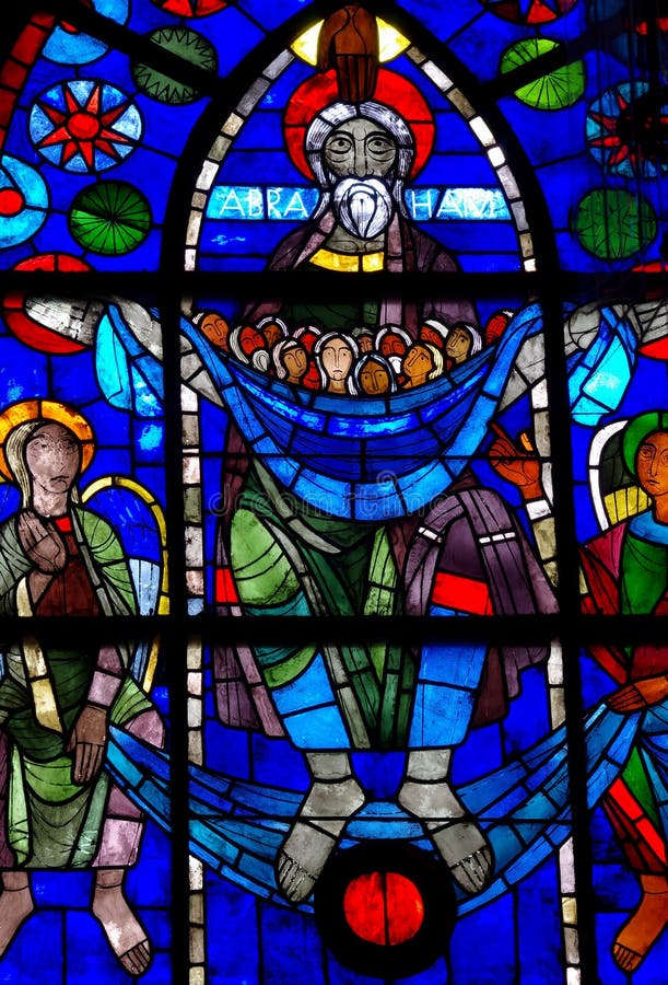 Abraão a pesar as almas em vitrais fotos de stock royalty free