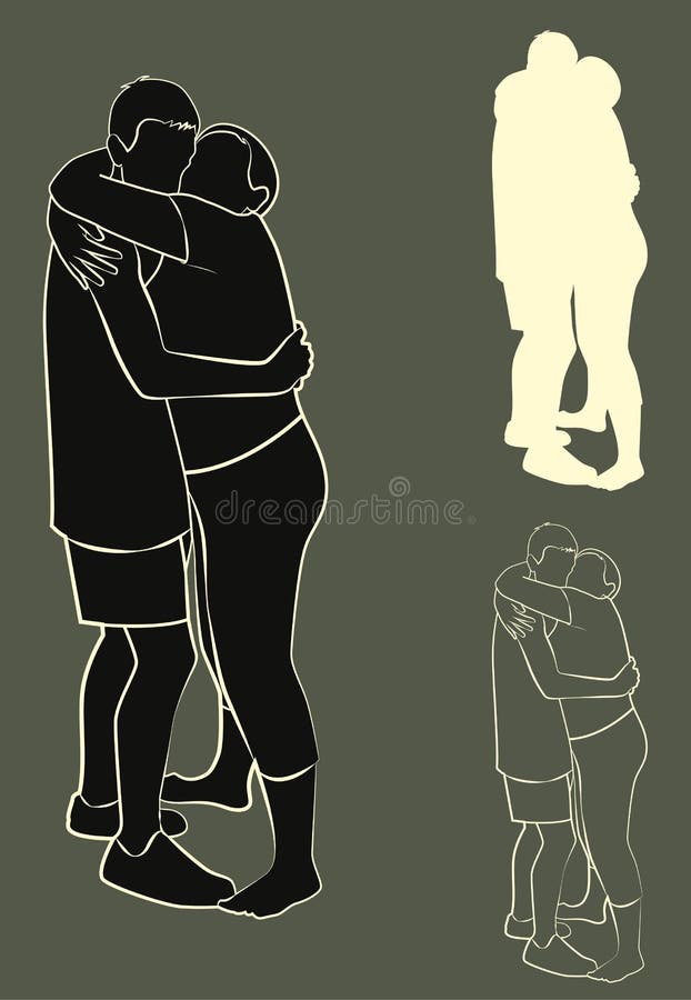 Abrazo de los pares de la silueta ilustración del vector Abrazo de los pares de la silueta ilustración del vector