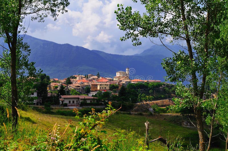 Abruzzo Village, in central Italy, beneath the trees. Abruzzo Village, in central Italy, beneath the trees